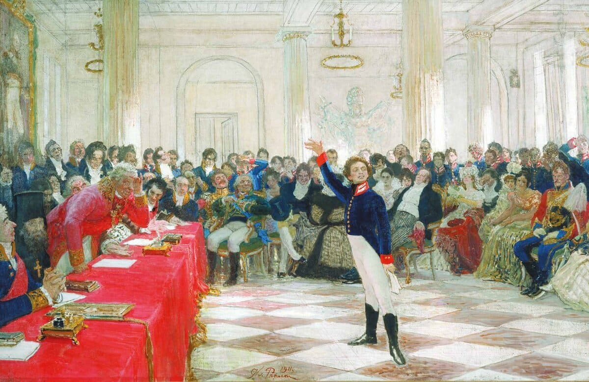 Пушкин на экзамене в Царском Селе 8 января 1815 года