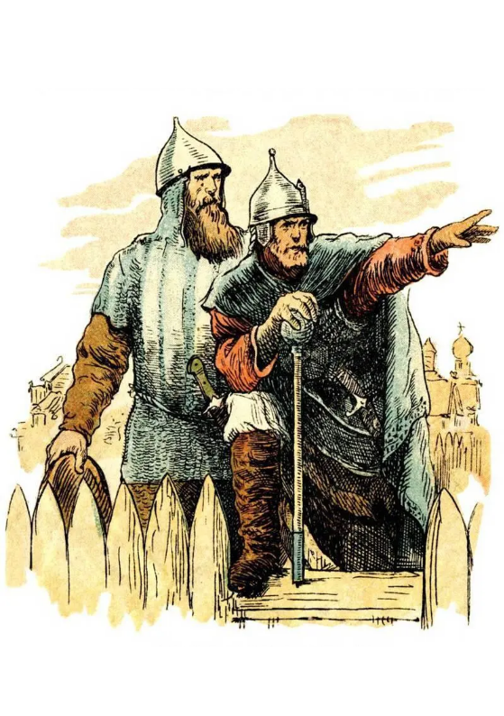 Иллюстрация с обложки книги Минин и Пожарский В. Костылева (детиздат цк влксм 1940)