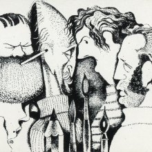 Пригласительный билет на совместную выставку, рисунок Виктора Чижикова, 1976 год