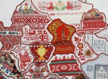 Вышитая карта России на ВДНХ