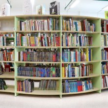 Читальный зал для младших школьников, книжные стеллажи 
